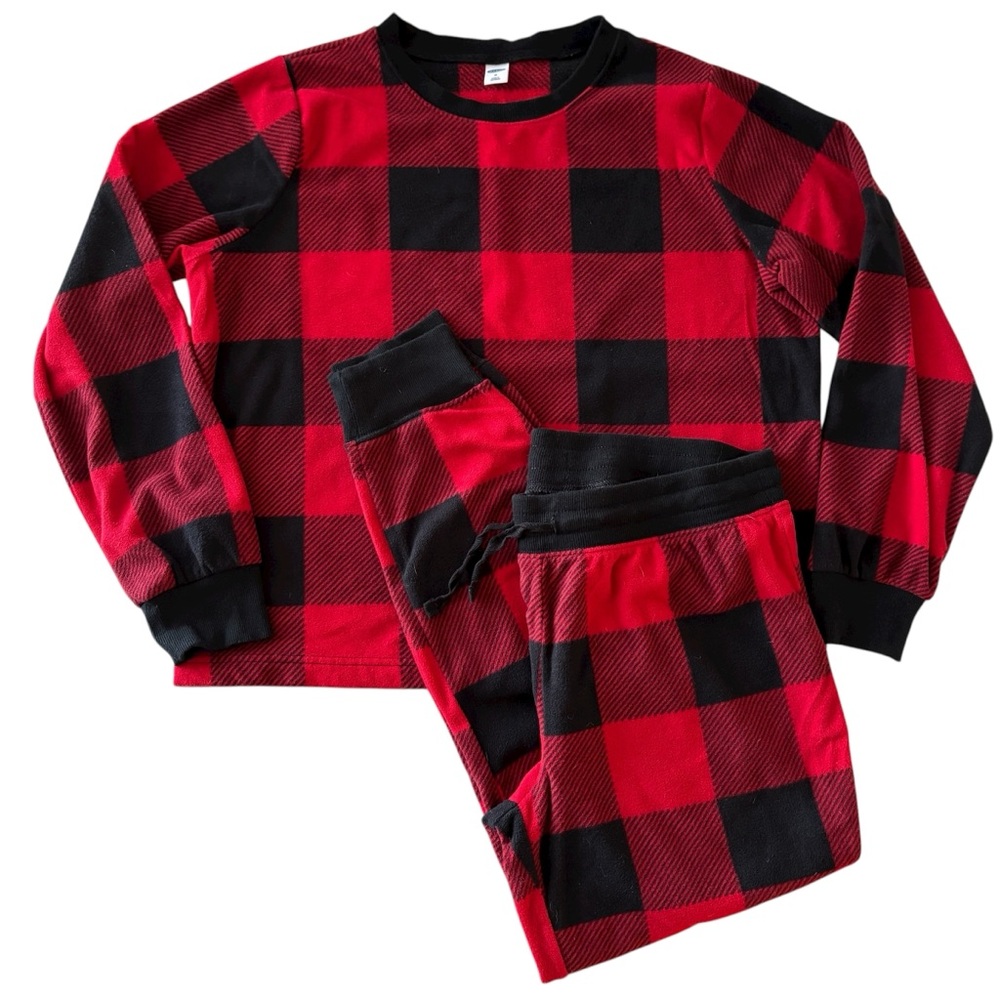 Buffalo Plaid Fleece Pajama Set, Size M